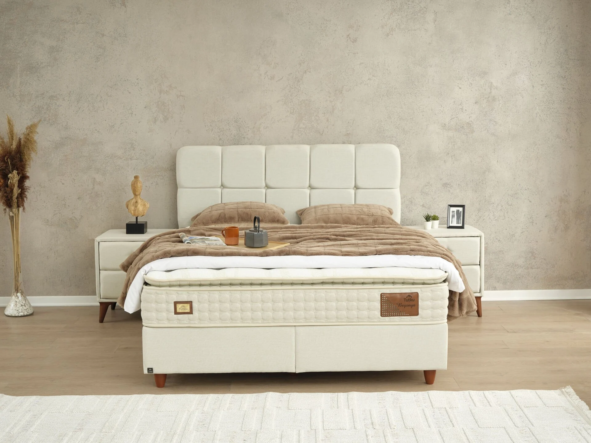 begonya-uyku-seti-2-1 Begonya Yatak Baza Set Krem