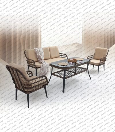 Pisa Üçlü Rattan Bahçe Balkon Oturma Grubu