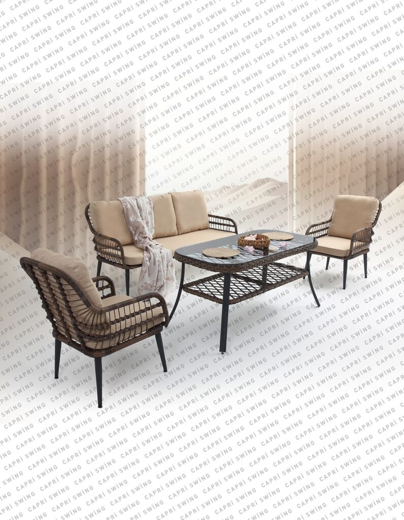 Pisa Üçlü Rattan Bahçe Balkon Oturma Grubu