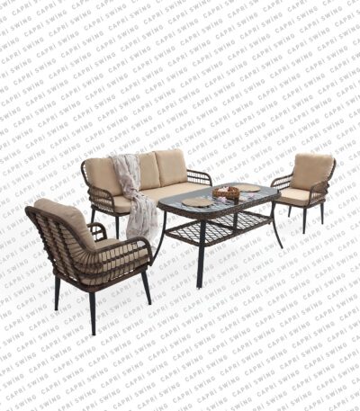 Pisa Üçlü Rattan Bahçe Balkon Oturma Grubu