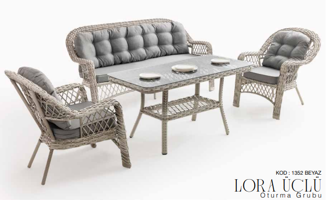 Lora Üçlü Rattan Bahçe - Balkon Oturma Grubu