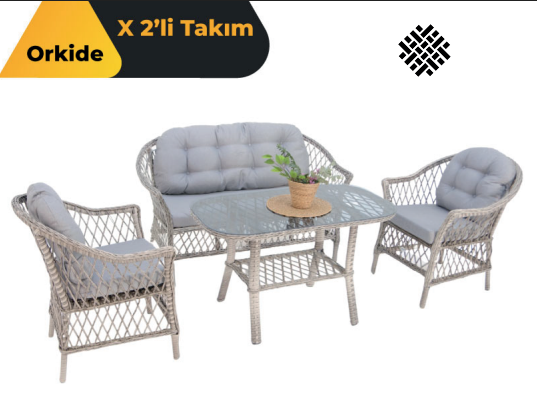 Orkide X İkili Rattan Bahçe Balkon Oturma Grubu