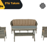 Orkide Üçlü Rattan Bahçe Balkon Oturma Grubu