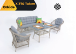 Orkide X Üçlü Rattan Bahçe Balkon Oturma Grubu