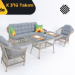Orkide X Üçlü Rattan Bahçe Balkon Oturma Grubu